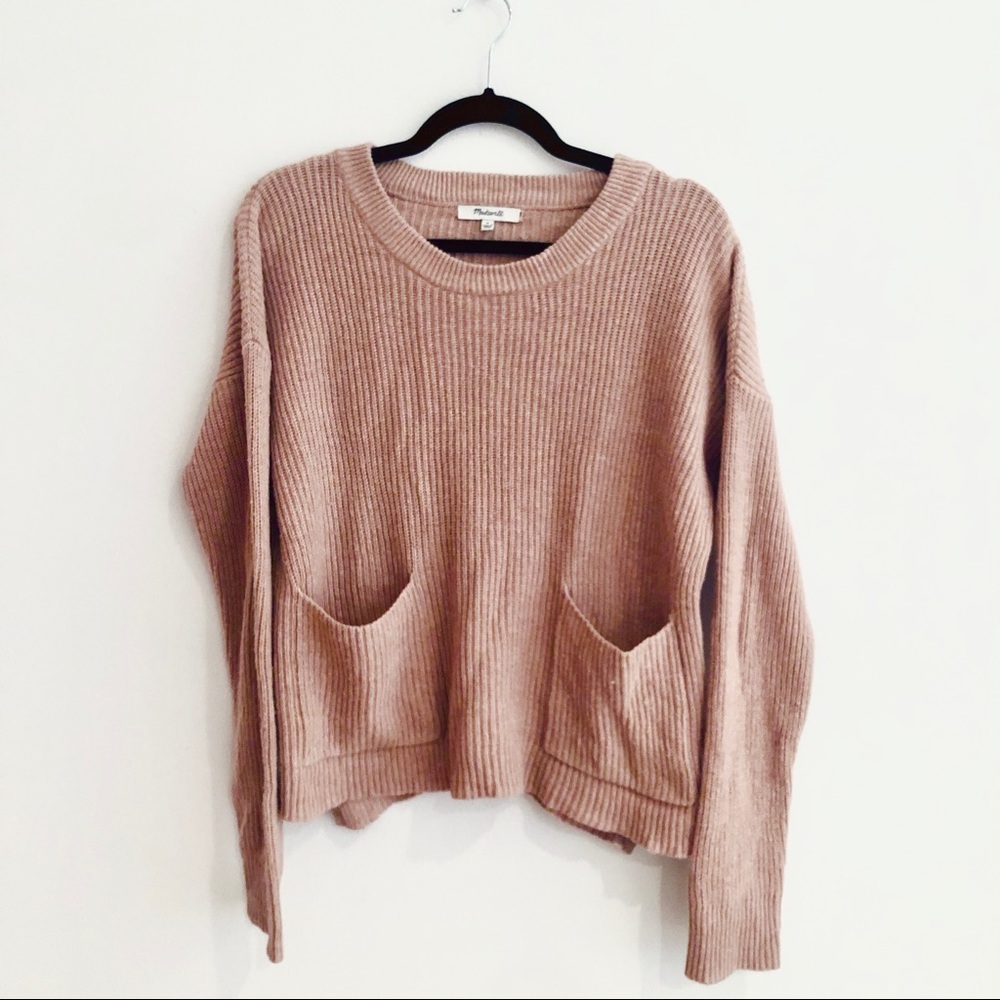 Madewell Patch Pocket Pullover Sweater Pink Size S